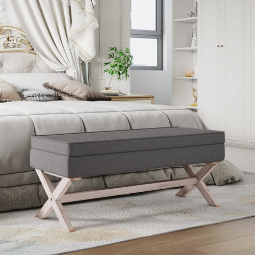 Ottomana con Vano Contenitore 110x45x49 cm in Tessuto Grigio Scuro