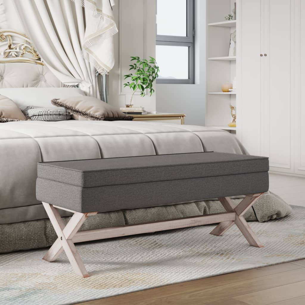 Ottomana con Vano Contenitore 110x45x49 cm in Tessuto Grigio Scuro