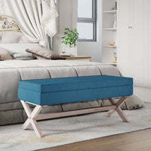 Load image into Gallery viewer, Ottomana con Vano Contenitore 110x45x49 cm in Velluto Blu