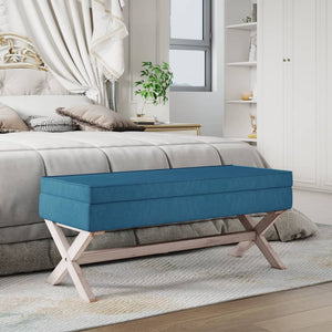 Ottomana con Vano Contenitore 110x45x49 cm in Velluto Blu