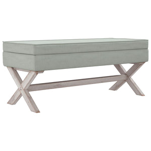Ottomana con Vano Contenitore 110x45x49 cm in Velluto Grigio chiaro