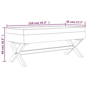 Ottomana con Vano Contenitore 110x45x49 cm in Velluto Grigio chiaro