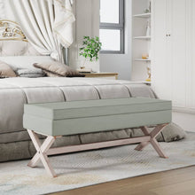 Laden Sie das Bild in den Galerie-Viewer, Ottomana con Vano Contenitore 110x45x49 cm in Velluto Grigio chiaro