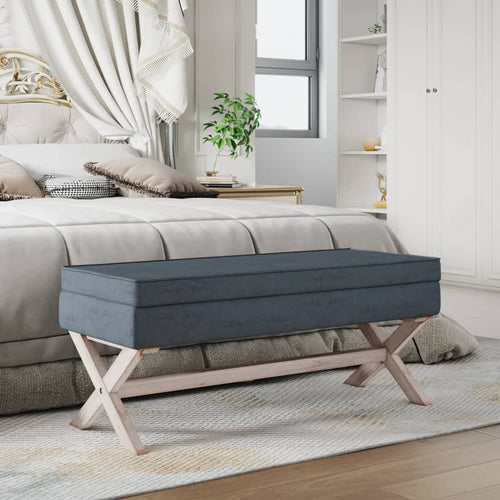 Ottomana con Vano Contenitore 110x45x49 cm in Velluto Grigio Scuro