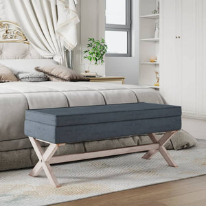 Ottomana con Vano Contenitore 110x45x49 cm in Velluto Grigio Scuro