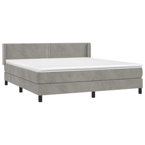 Letto Matrimoniale (con Materasso) Grigio Chiaro 180x200cm Velluto