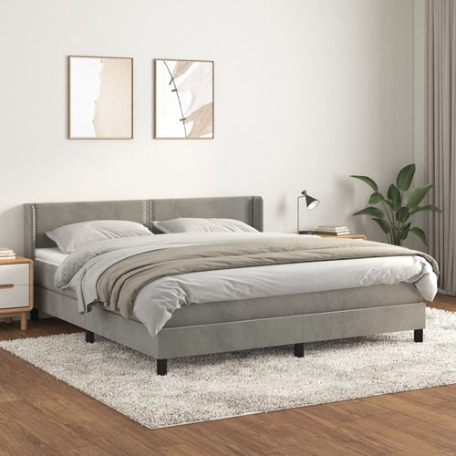 Letto Matrimoniale (con Materasso) Grigio Chiaro 180x200cm Velluto