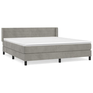 Letto Matrimoniale (con Materasso) Grigio Chiaro 180x200cm Velluto