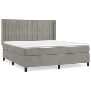 Letto Matrimoniale (con Materasso) Grigio Chiaro 160x200cm Velluto