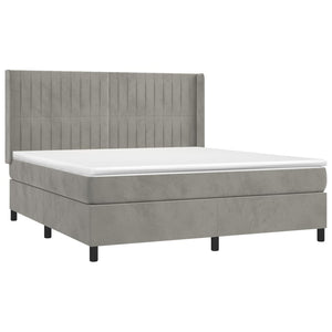 Letto Matrimoniale (con Materasso) Grigio Chiaro 160x200cm Velluto