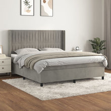 Carica l&#39;immagine nel visualizzatore di Gallery, Letto Matrimoniale (con Materasso) Grigio Chiaro 160x200cm Velluto