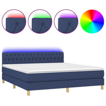 Carica l&#39;immagine nel visualizzatore di Gallery, Letto Matrimoniale (con Materasso) LED 160x200 cm in Tessuto Blu