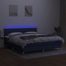 Carica l&#39;immagine nel visualizzatore di Gallery, Letto Matrimoniale (con Materasso) LED 160x200 cm in Tessuto Blu