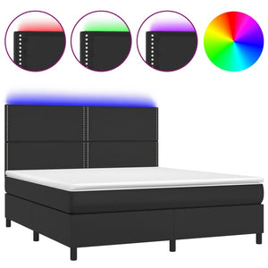 Letto Matrimoniale (con Materasso) LED Nero 160x200cm Similpelle