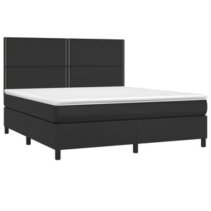 Letto Matrimoniale (con Materasso) LED Nero 160x200cm Similpelle