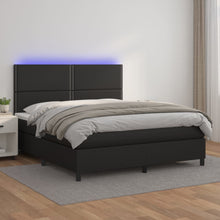 Carica l&#39;immagine nel visualizzatore di Gallery, Letto Matrimoniale (con Materasso) LED Nero 160x200cm Similpelle