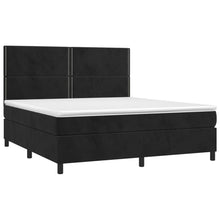 Carica l&#39;immagine nel visualizzatore di Gallery, Letto Matrimoniale (con Materasso) LED  160x200 cm in Velluto Nero
