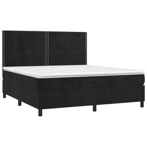 Letto Matrimoniale (con Materasso) LED  160x200 cm in Velluto Nero