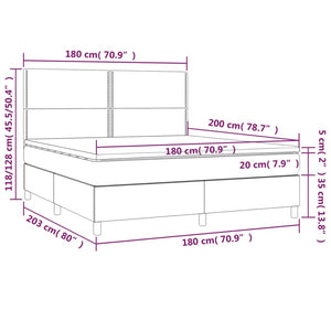 Letto Matrimoniale (con Materasso) LED  180x200 cm Grigio Scuro