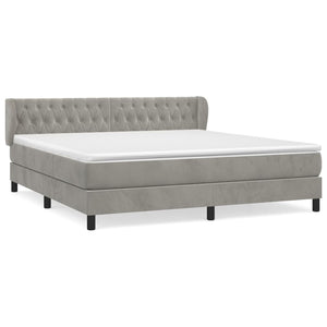 Letto Matrimoniale (con Materasso) Grigio Chiaro 180x200cm Velluto