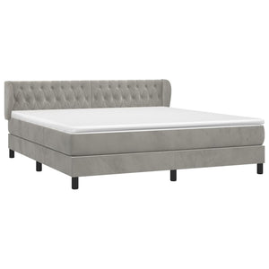 Letto Matrimoniale (con Materasso) Grigio Chiaro 180x200cm Velluto