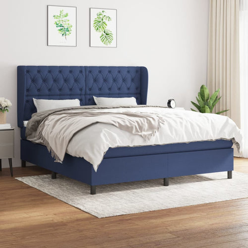 Letto Matrimoniale (con Materasso) 160x200 cm in Tessuto Blu