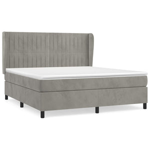 Letto Matrimoniale (con Materasso) Grigio Chiaro 160x200cm Velluto