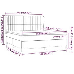 Letto Matrimoniale (con Materasso) Grigio Chiaro 160x200cm Velluto
