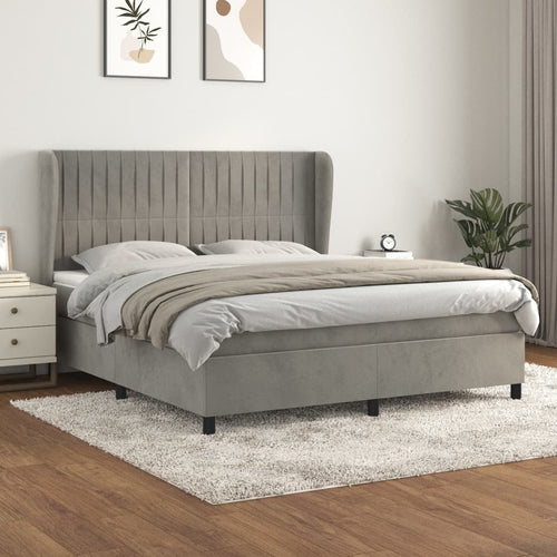 Letto Matrimoniale (con Materasso) Grigio Chiaro 160x200cm Velluto