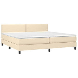 Letto Matrimoniale (con Materasso) Crema 200x200 cm in Tessuto