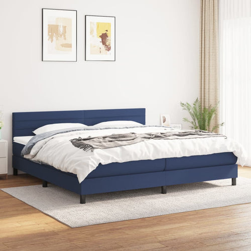 Letto Matrimoniale (con Materasso) 200x200 cm in Tessuto Blu
