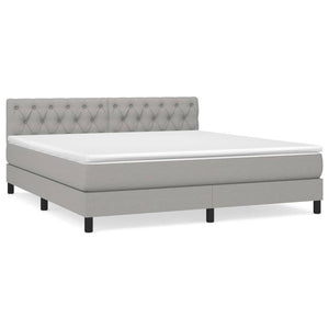Letto Matrimoniale (con Materasso) Grigio Chiaro160x200 cm Tessuto