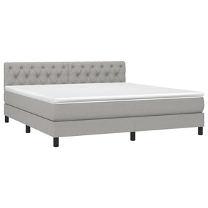 Letto Matrimoniale (con Materasso) Grigio Chiaro160x200 cm Tessuto