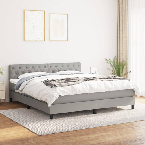 Letto Matrimoniale (con Materasso) Grigio Chiaro160x200 cm Tessuto