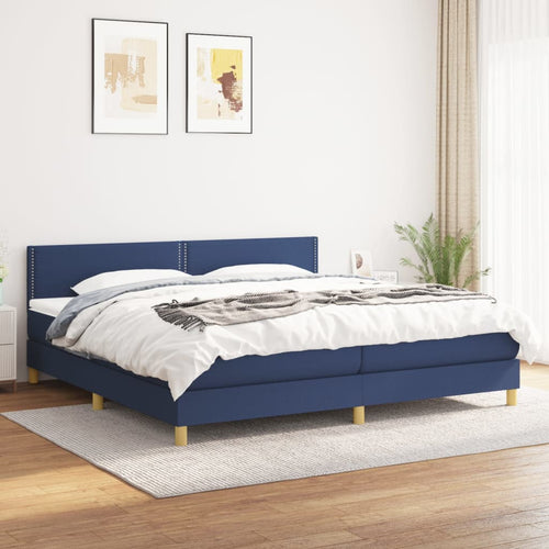Letto Matrimoniale (con Materasso) 200x200 cm in Tessuto Blu