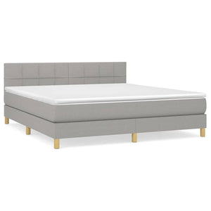 Letto Matrimoniale (con Materasso) Grigio Chiaro160x200 cm Tessuto