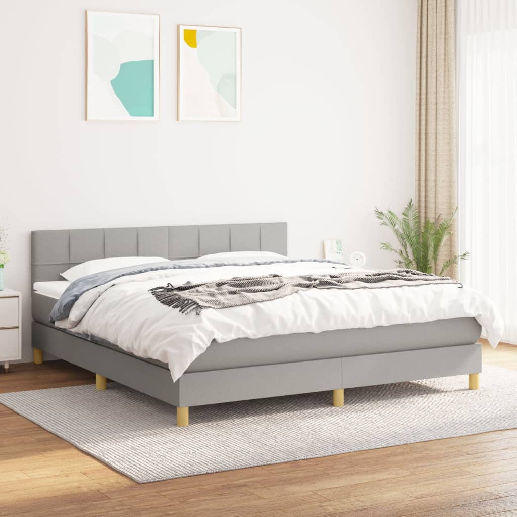 Letto Matrimoniale (con Materasso) Grigio Chiaro160x200 cm Tessuto