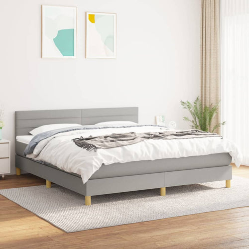 Letto Matrimoniale (con Materasso) Grigio Chiaro160x200 cm Tessuto
