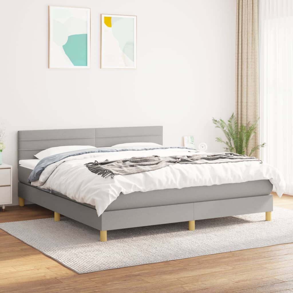 Letto Matrimoniale (con Materasso) Grigio Chiaro160x200 cm Tessuto