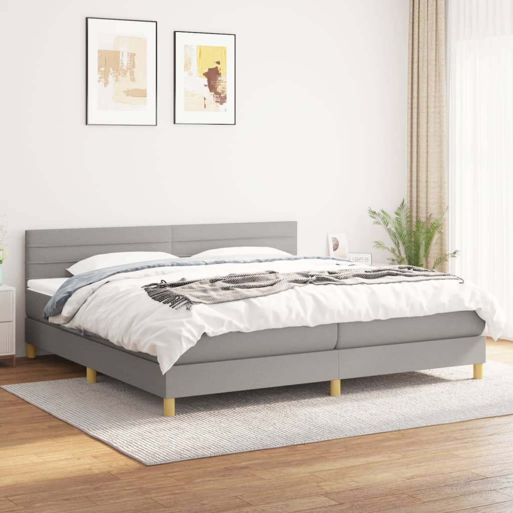 Letto Matrimoniale (con Materasso) Grigio Chiaro 200x200cm Tessuto