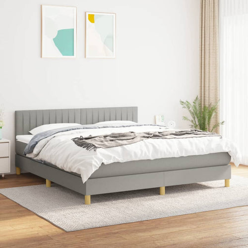 Letto Matrimoniale (con Materasso) Grigio Chiaro160x200 cm Tessuto