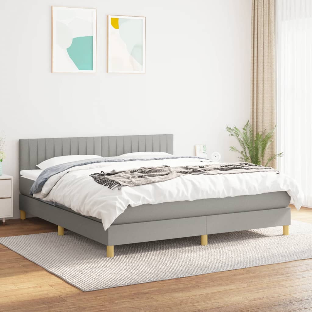 Letto Matrimoniale (con Materasso) Grigio Chiaro160x200 cm Tessuto