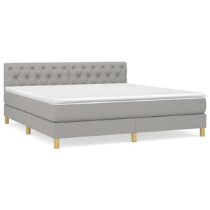 Letto Matrimoniale (con Materasso) Grigio Chiaro160x200 cm Tessuto