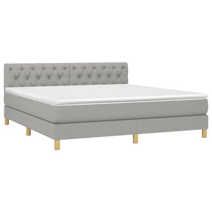 Letto Matrimoniale (con Materasso) Grigio Chiaro160x200 cm Tessuto