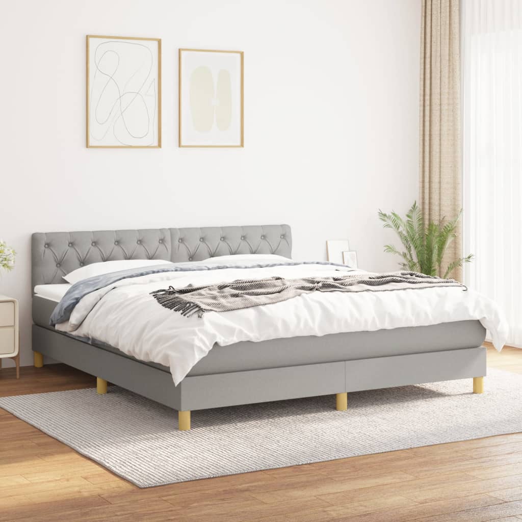 Letto Matrimoniale (con Materasso) Grigio Chiaro160x200 cm Tessuto