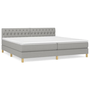 Letto Matrimoniale (con Materasso) Grigio Chiaro 200x200cm Tessuto
