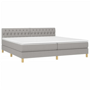 Letto Matrimoniale (con Materasso) Grigio Chiaro 200x200cm Tessuto