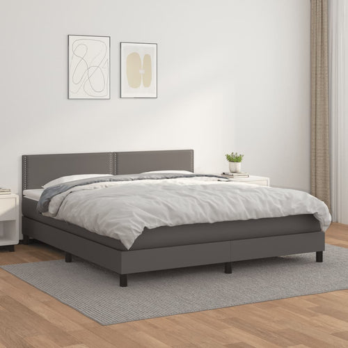 Letto Matrimoniale (con Materasso) Grigio 160x200 cm in Similpelle