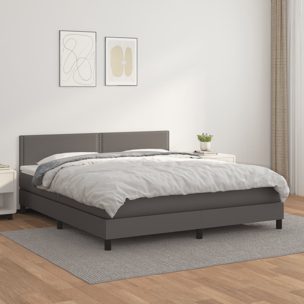 Letto Matrimoniale (con Materasso) Grigio 160x200 cm in Similpelle