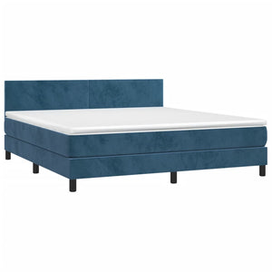 Letto Matrimoniale (con Materasso) 160x200 cm in Velluto Blu Scuro